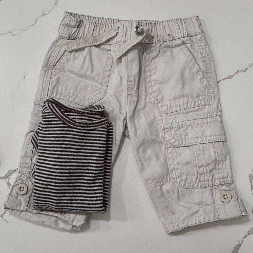 Arizona Jeans | Baby Boys Infant Khaki Beige Jeans Cuffed Denim Size 3 Months